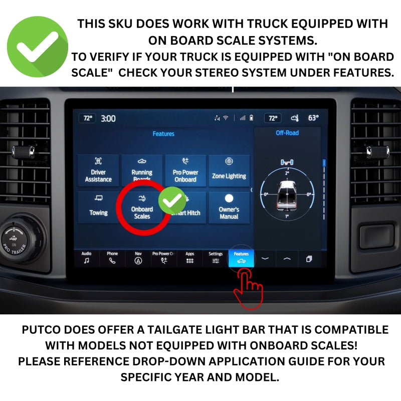 Putco 2024+ Ford F150 tailgate light bar with factory LED tail lights, 60-inch Blade tailgate light bar, plug-and-play installation
