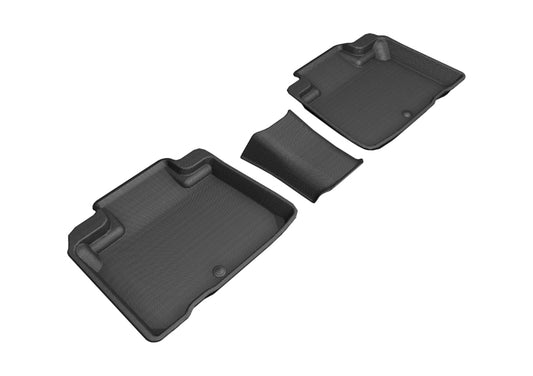Black 3D MAXpider rubber floor mats for 2016-2020 Lincoln Nautilus and MKX second row, with textured surface and custom fit design.