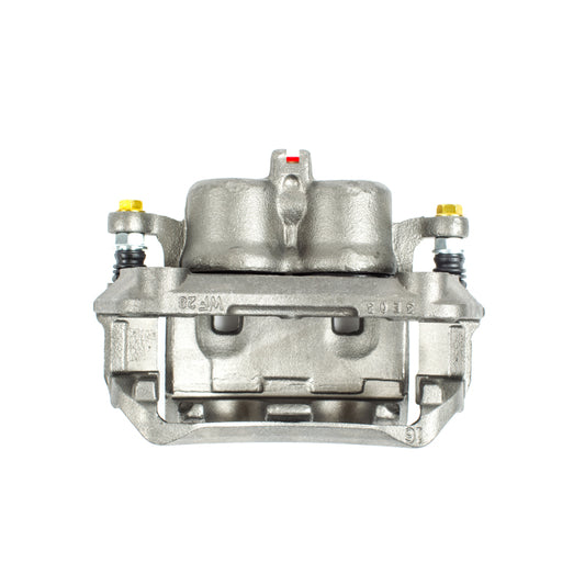 PowerStop OE front right brake caliper with bracket for Nissan Frontier 2005-2018, automotive brake component.