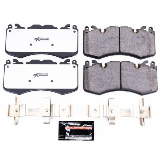 PowerStop Land Rover Range Rover front Z36 truck and tow performance brake pads with hardware installed, ready for brake replacement.