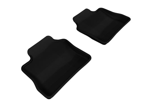 Black 3D MAXpider rubber floor mats for the second row of 2010-2016 Porsche Panamera, featuring textured surface and custom fit design.