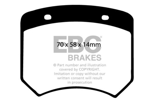 EBC Greenstuff front brake pads for 70-73 Rover Mini 1275 with 10-inch wheels, high-performance brake components.