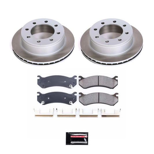PowerStop rear semi-coated rotor kit for 2008-2013 GMC Yukon XL 2500, featuring high-performance brake rotors.