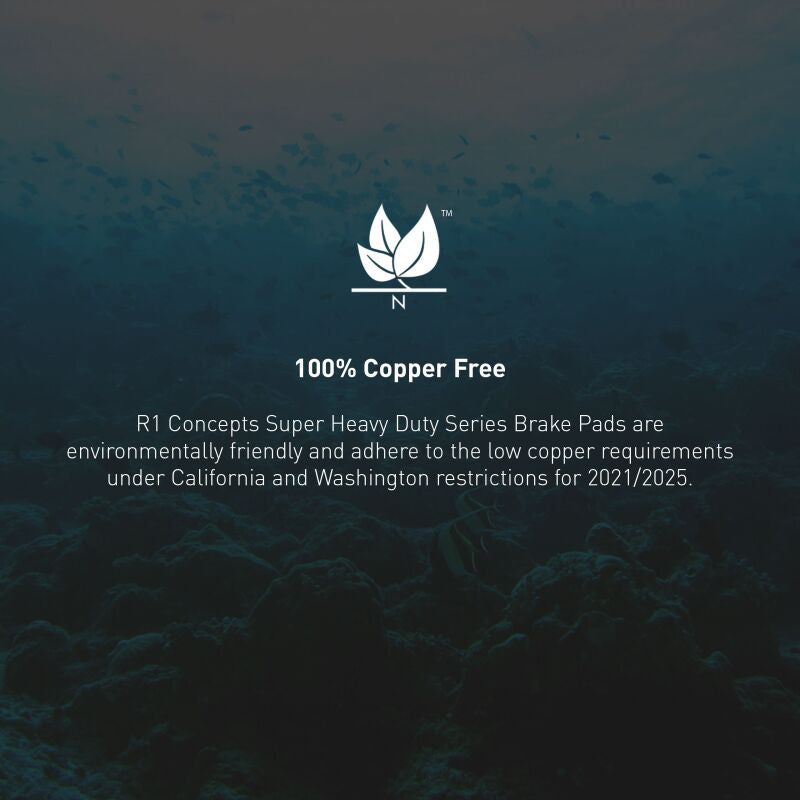 R1 Concepts Ford F-150 RWD rear brake pads and hardware kit, performance brake pads for 1997-2011 F-150 truck.
