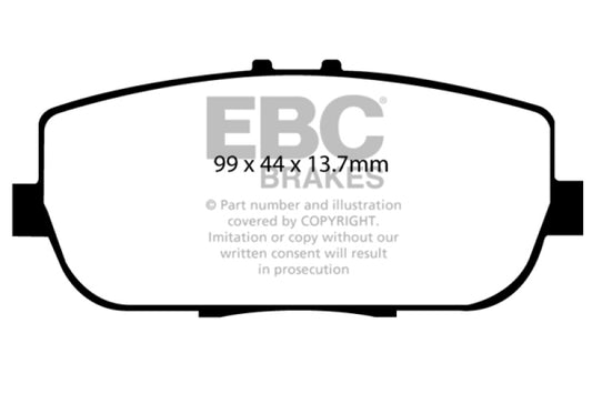 EBC Redstuff rear brake pads for Mazda Miata MX5 2.0, high-performance brake pads with red friction material.