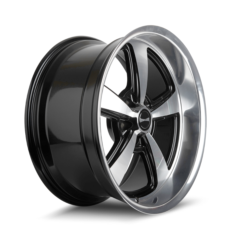 Ridler 652 20x10 cast wheel with diamond cut face and lip, 5x139.7 bolt pattern, 0mm offset, 108.1mm hub, black finish