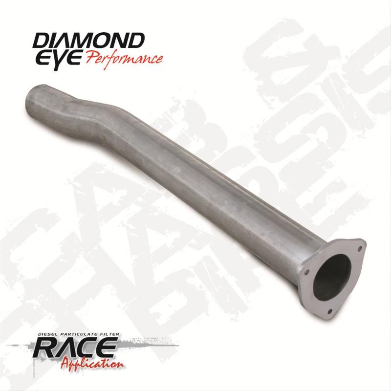 Diamond Eye Performance 4-inch turbo/CB single and dual exhaust connecting pipe for Ford F250/F350 1991-2007, aluminum finish.