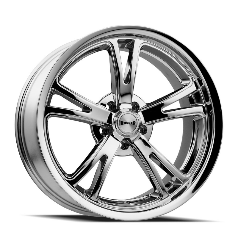Chrome Ridler 606 wheel with 20x8.5 size, 5x120.65 bolt pattern, 0mm offset, 83.82mm hub, cast wheel design