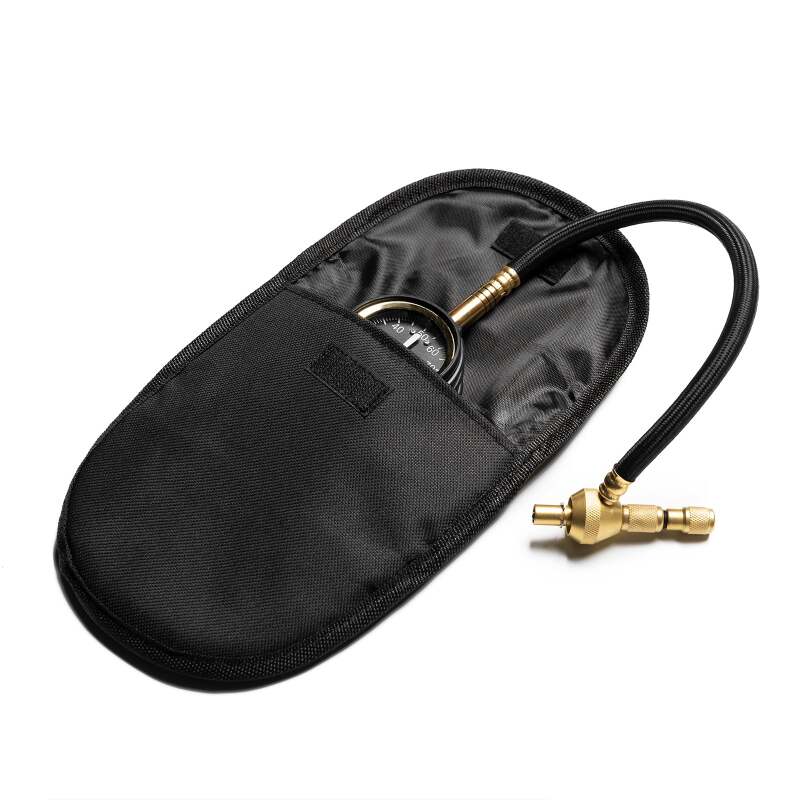 Method Brass Air Deflator Gauge 0-60 PSI for tire pressure sensors, black, with dial display and metal construction.