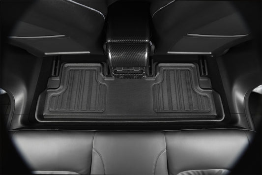 Black 3D MAXpider Tesla Model 3 Kagu first row rubber floor mat showing textured surface and custom fit design.