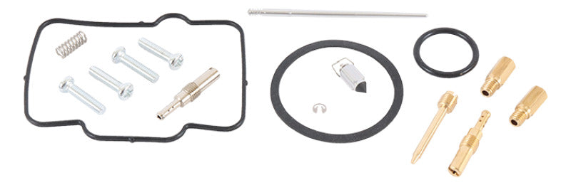 All Balls Racing Kawasaki KX125 carburetor rebuild kit with gaskets, jets, and seals for 1996-1997 motorcycle maintenance.
