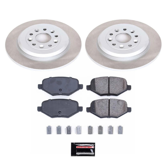 PowerStop rear semi-coated brake rotor kit for 2013-2015 Lincoln MKX, performance brake components with a semi-coated finish.