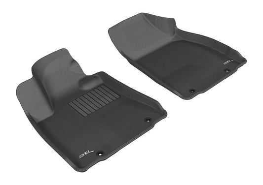 Black 3D MAXpider Lexus RX 2013-2015 first row rubber floor mat with textured surface and custom fit for enhanced protection.