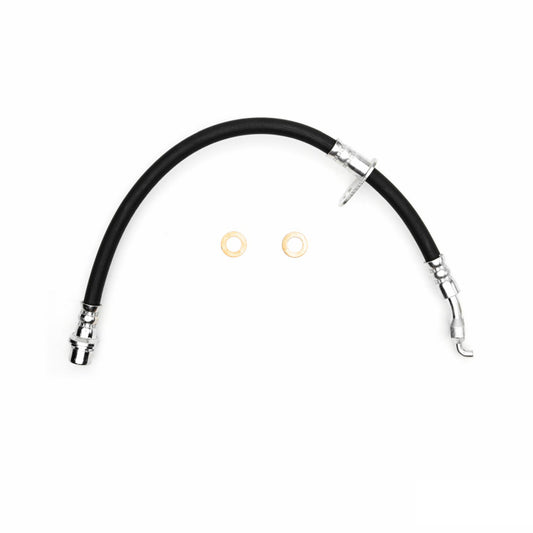 DFC Toyota MR2 Spyder front-left brake hose from the brake line kit, showing the rubber and metal fittings.