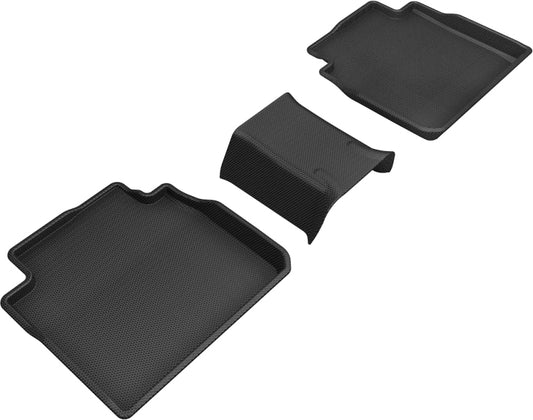 Black 3D MAXpider rubber floor mats for 2nd row of Toyota/Lexus Avalon and Es models, designed for 2019-2020 vehicles.