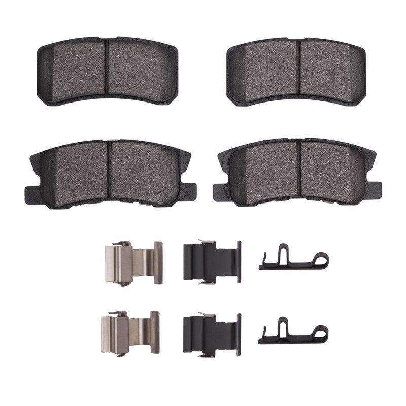 R1 Concepts OE rear brake pads and hardware kit for Chrysler 200 2000-2017, semi-metallic brake pad set with hardware components