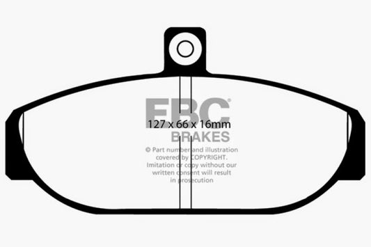 EBC Ultimax2 front brake pads for Volvo 740 2.1 (Girling), OE type, showing the brake pad set with metal backing plates