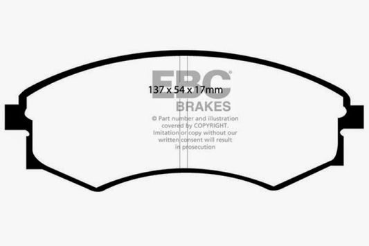 EBC Ultimax2 front brake pads for Hyundai Elantra 1992-1995 1.6 OE brake pads, shown in the image.