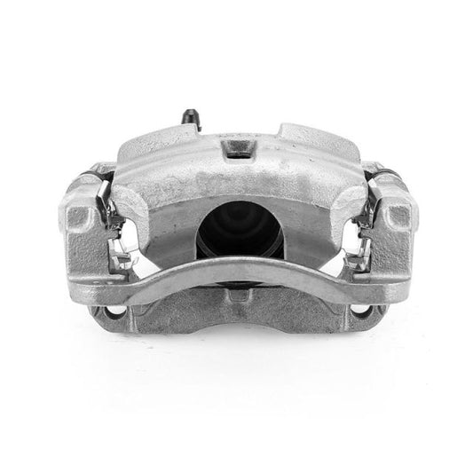 PowerStop OE front right brake caliper with bracket for Nissan Rogue 2008-2013, showing the metallic caliper and mounting components.