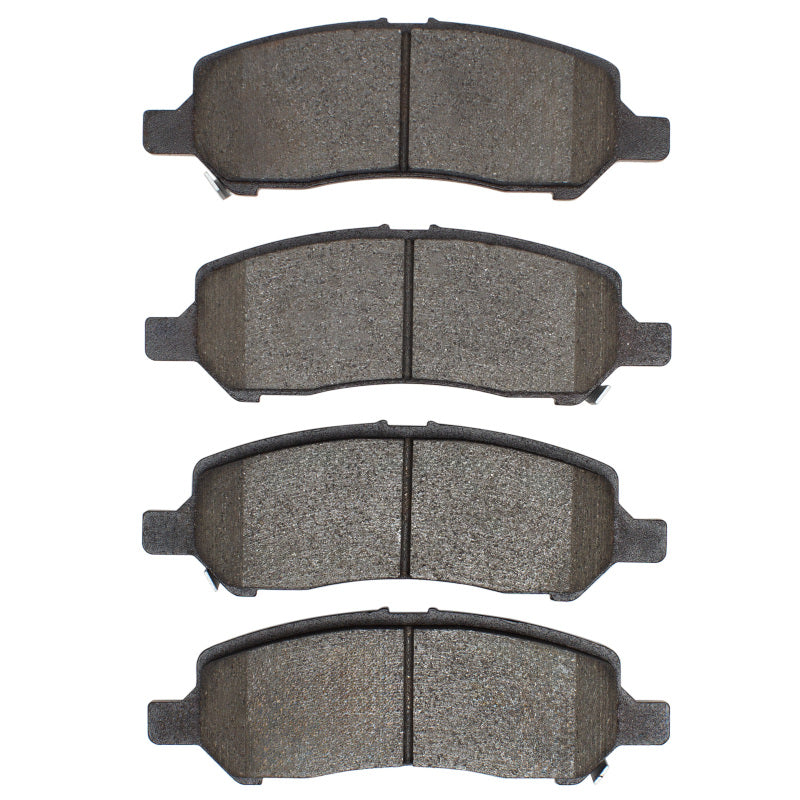 R1 Concepts OE ceramic rear brake pads for Dodge Dart 2013-2016, showing the brake pad set with metallic backing plates.