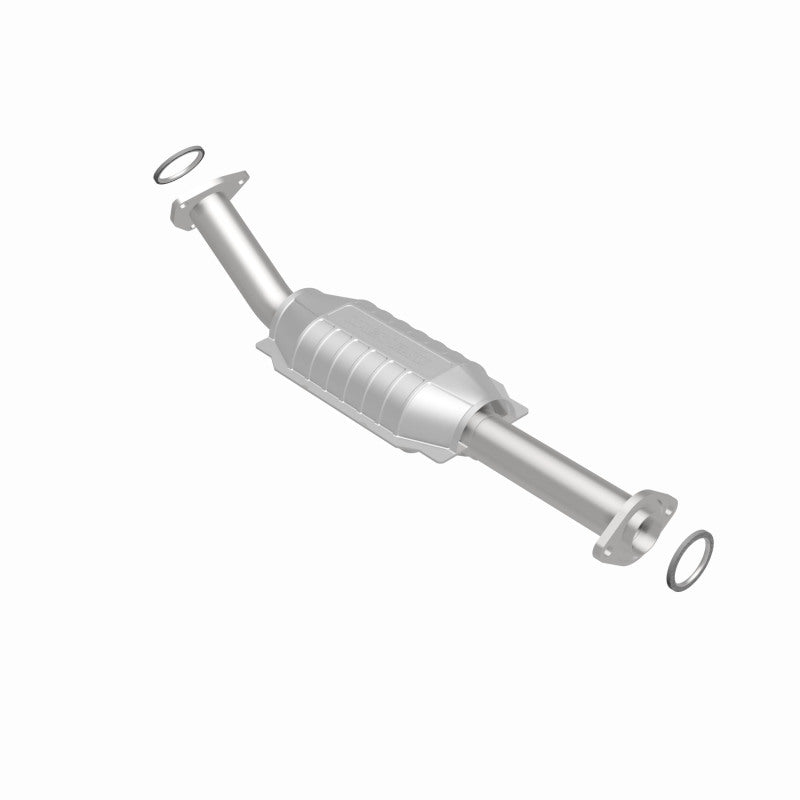 MagnaFlow direct fit catalytic converter for 2003-2004 Toyota Tundra V8 4.7L gas engine, shown in a clear view.