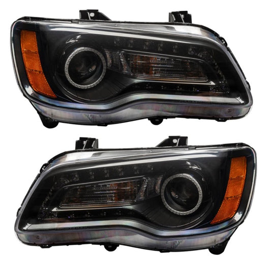 Oracle Lighting Chrysler 300C 11-14 black SMD headlight with DRL and BC1 controller, non-HID headlight assembly.