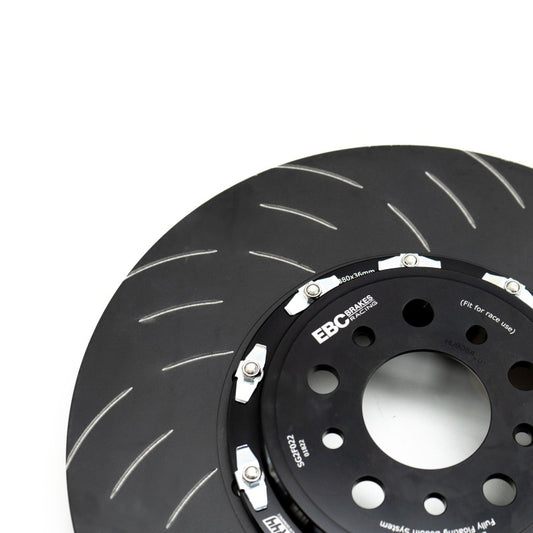 EBC Racing 355mm front brake rotors for BMW 3-Series F30/F31/F34, 2-piece replacement BBK complete assembly.