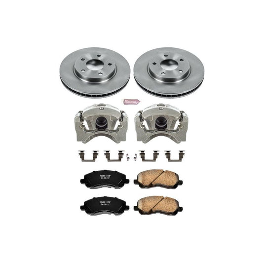 PowerStop OE front brake kit with calipers for Dodge Caliber 2007-2012, featuring high-performance brake components.