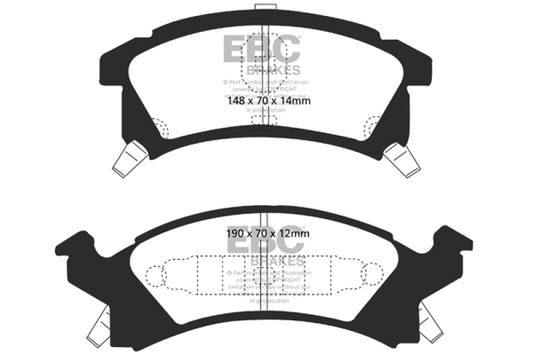 EBC Ultimax2 front brake pads for Buick Skylark 1996-1998, OE type, with visible brake pad friction material and backing plates.