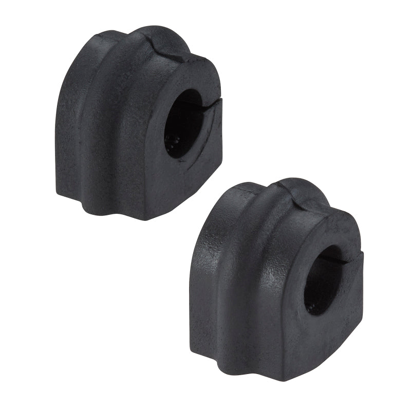 Moog Nissan Altima rear sway bar bushing, automotive suspension part, close-up view showing rubber bushing and mounting hardware.