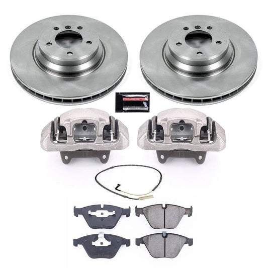 PowerStop OE front brake calipers for 2007-2008 BMW 335xi, part of the Autospecialty brake kit, with visible caliper components.
