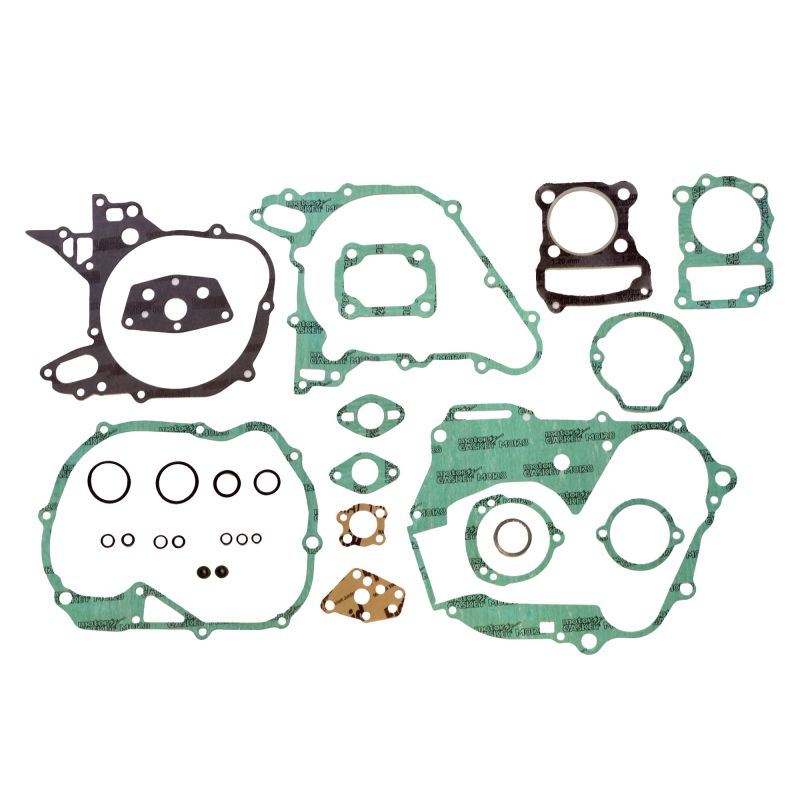 Athena Honda ATC 125 M gasket kit with all gaskets visible, excluding oil seals, for engine repair and maintenance.
