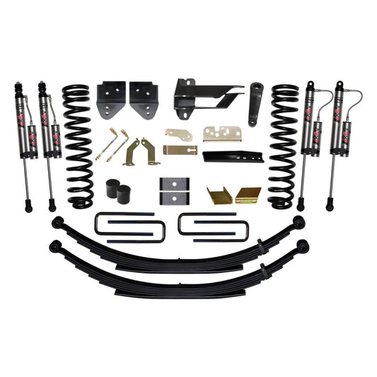 Skyjacker 6-inch lift kit installed on a Ford F250-F350 4WD diesel truck, showcasing the lifted suspension and large tires.