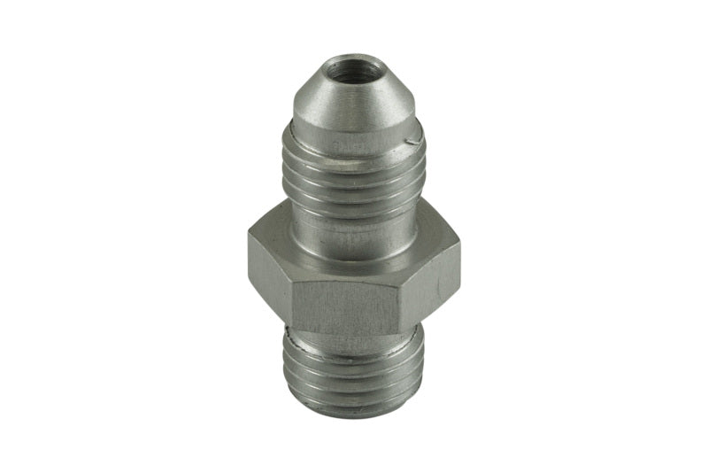 Turbosmart -4AN flare to -4AN ORB male straight fitting with clear finish for automotive fluid connections.