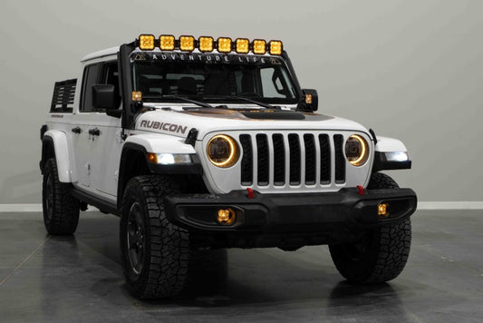 Diode Dynamics Jeep JL SS5 Pro CrossLink windshield yellow combo lightbar kit with LED light bars and mounting hardware.