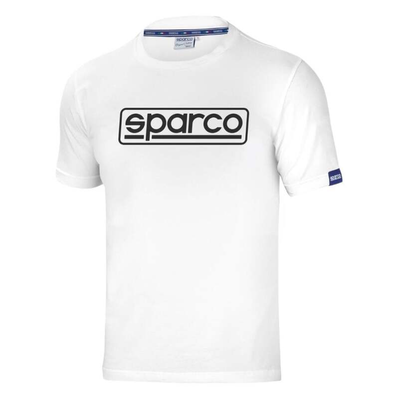 White Sparco T-Shirt Frame XL, a casual shirt with the Sparco logo, displayed on a plain background.