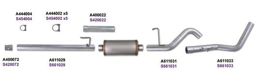 Diamond Eye Performance 3-inch catback exhaust system for Ford F150 5.4L V8, showing the polished stainless steel pipes.