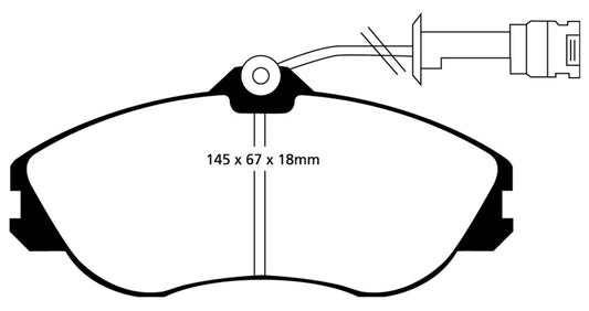 EBC Redstuff front brake pads for 1991-1992 Audi 100 Quattro 2.3 with Girling calipers, high-performance automotive brake pads