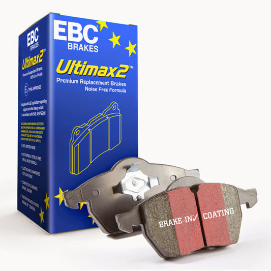 EBC Ultimax2 front brake pads for Chrysler 200 3.6 Heavy Duty brakes, OE style, high-performance brake pads with metal backing