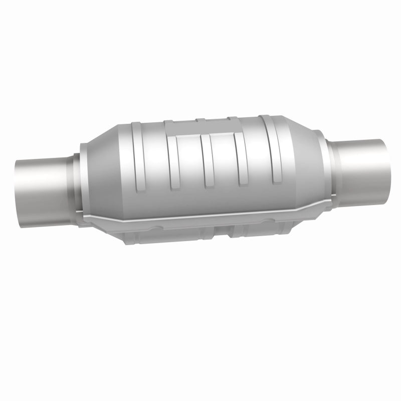 MagnaFlow universal catalytic converter with 2.25-inch inlet, OEM CARB compliant, designed for universal automotive exhaust systems.