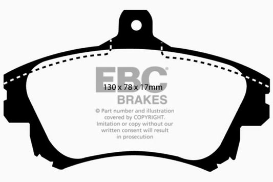 EBC Ultimax2 front brake pads for Volvo S40 1.9 Turbo T4, OE type, showing the brake pad set with metallic backing plates.