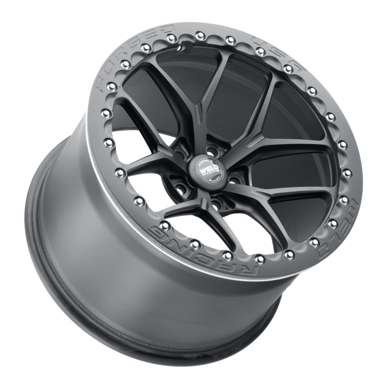 Weld RM105 forged matte black 18x11.5 wheel with 5x120 bolt pattern, 8 BS, and 67.1mm hub for car customization.