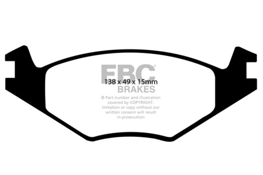 EBC Greenstuff front brake pads for Volkswagen Cabriolet 1.8, high-performance brake pads with green friction material.