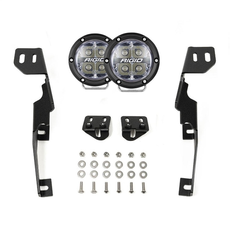 Rigid Industries 23-27 Ford F-250 SuperDuty LED light bars and cubes installed on the vehicle for enhanced off-road illumination.