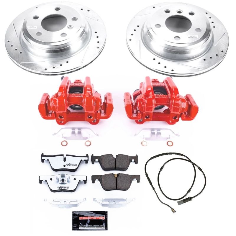 Power Stop Z26 Street Warrior brake kit with rear calipers for BMW 320i xDrive 2013-2018, performance brake upgrade