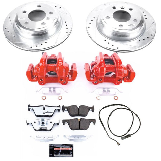 Power Stop Z26 Street Warrior brake kit with rear calipers for BMW 320i xDrive 2013-2018, performance brake upgrade