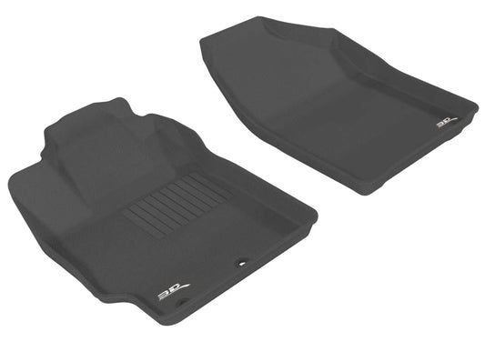 Black 3D MAXpider rubber floor mat for the first row of 2012-2015 Toyota Prius C, featuring textured surface and custom fit.