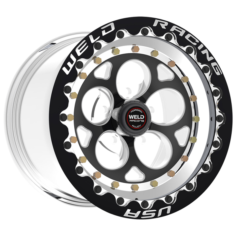 Polished Weld Magnum III Beadlock forged wheel with 15x8 inch size, 5x4.75 bolt pattern, and center shell finish.