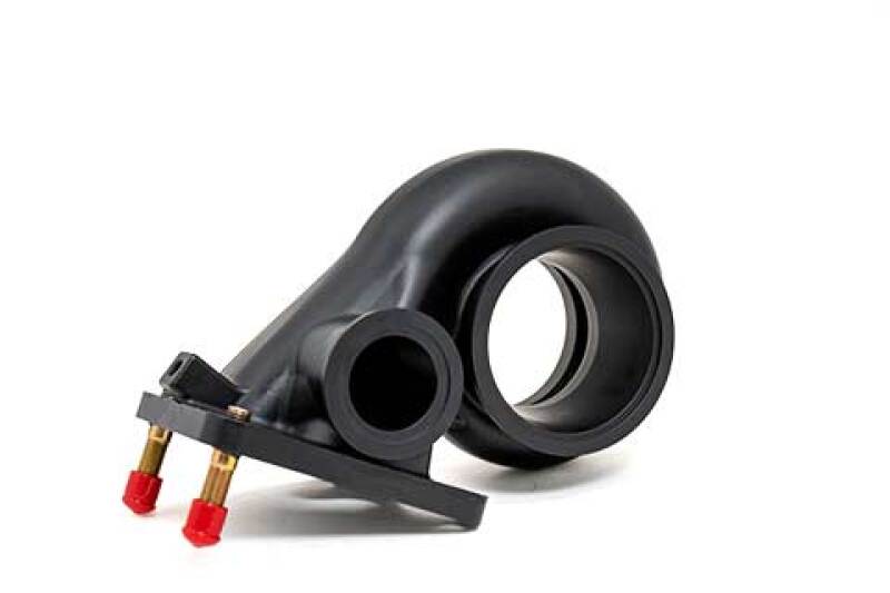 Forced Performance HD366 street turbocharger with T4 .91 black turbine housing, shown with detailed metal turbine components.