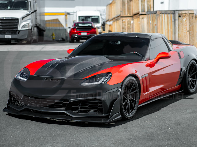 2005-2013 Corvette C6 Z06 | C7 ZR1 Style Primer Black Front Bumper Conversion Kit Replacement